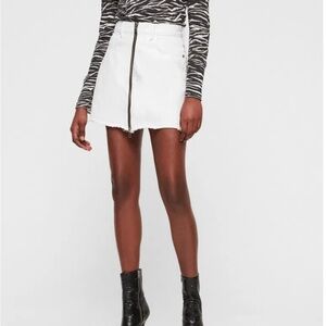 Allsaints Lomo Zip Denim Skirt - White